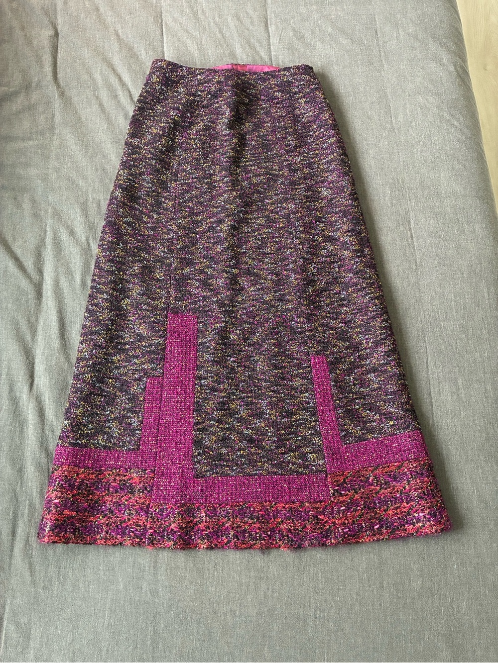 Kenzo Purple Wool Mohair Maxi Skirt with Magenta Accents and Silk Lining - Picture 4 of 9